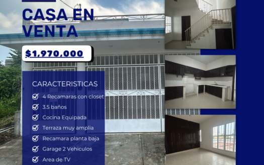 CASA EN VENTA EN FRACC GUAYACAN, ZONA POMOCA EN TABASCO