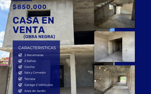 CASA EN OBRA NEGRA EN VENTA EN LOMITAS, NACAJUCA TABASCO
