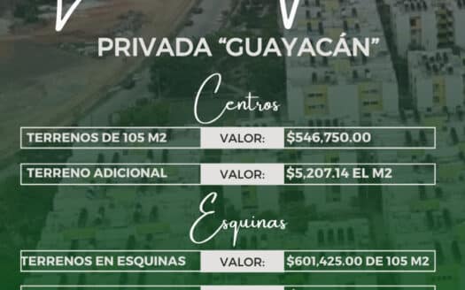 Lotes en venta – Privada Guayacán, Desde $5,207.14 por m² Villahermosa, Tabasco
