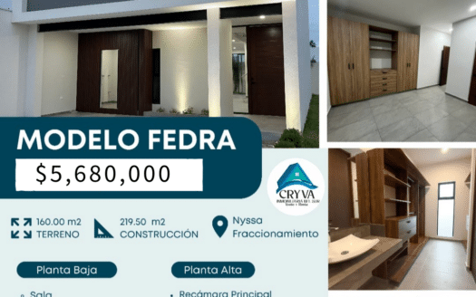 MODELO FEDRA – FRACC NYSSA, EN VILLAHERMOSA, TABASCO