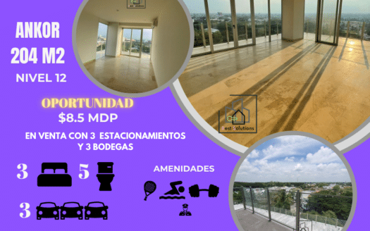 Ankor Departamento de Oportunidad en VENTA de 3 RECÁMARAS Nivel 12