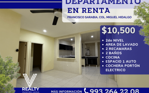 DEPARTAMENTO EN RENTA SIN MUEBLES EN COL. EL AGUILA.