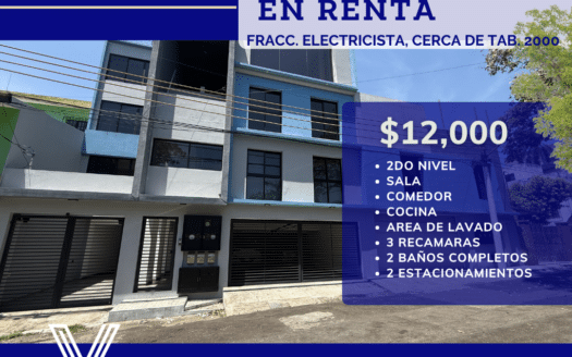 DEPARTAMENTO AMUEBLADO O SIN MUEBLES EN RENTA CERCA DE TABASCO 2000