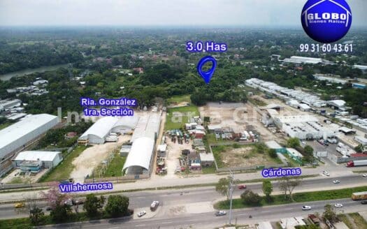 Terreno industrial a 200 mts de la carretera Cardenas Villahermosa
