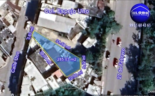 Terreno en venta 285 m2 Col. Espejo Uno por plaza de Toros